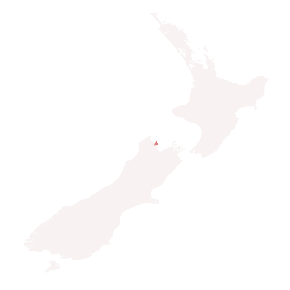 Karte von Neuseeland mit eingefärbten Abel Tasman National Park