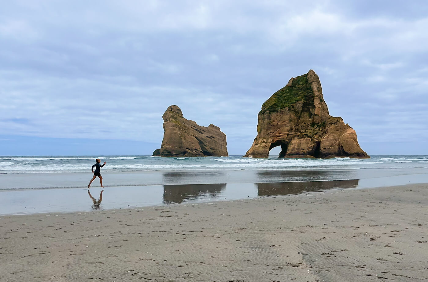 Spaziergang durch den Windows-Screen an der Golden Bay